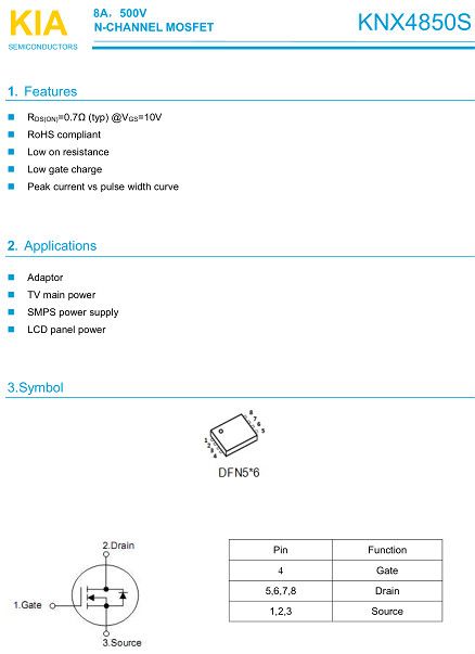 MOS,KNX4850S,8A/500V